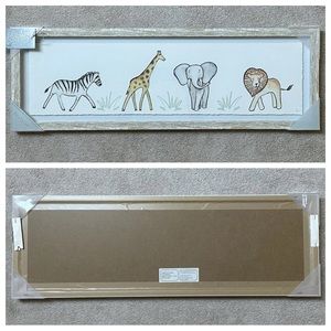 NEW Eyre Tarney Safari Animal Framed Giclee Print Nursery Baby Art 30 1/4” X 10”